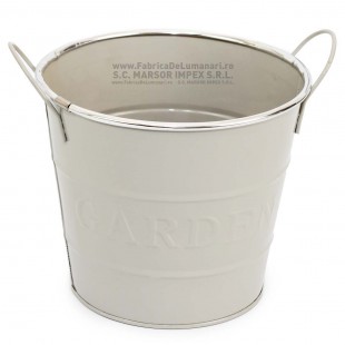 Vas din tablă crem Garden cu bordură argintie